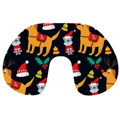 Funny Christmas Pattern Background Travel Neck Pillow by Ket1n9