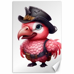 Kawaii Pink Parrot Pirate Canvas 12  X 18  by KawaiiArtStyle