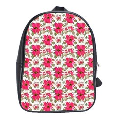 Retro 1880s Flowers Pattern 14 School Bag (xl)