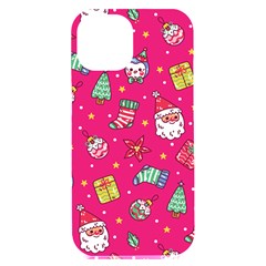 Cute Pink Christmas Pattern Iphone 15 Plus Black Uv Print Pc Hardshell Case