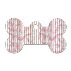 A Pink And White Striped Background Dog Tag Bone (one Side)