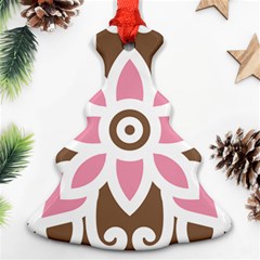 A Pink Flower On A Brown Background Ornament (christmas Tree) 