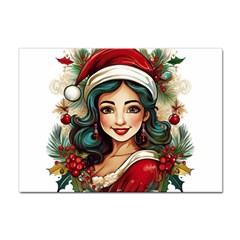 Young Woman With Santa Claus Clothes Isolated Illustration Wb Sticker A4 (10 Pack)