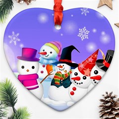 Let s Have Fun With Snowmen Heart Ornament (two Sides) by kyorashop23