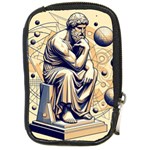 Thinker Sculpture Design Geometric Compact Camera Leather Case Front