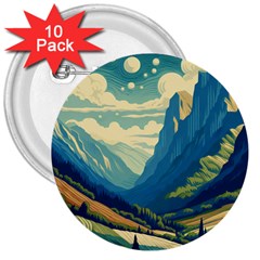 Mountains Nature Forest Landscape 3  Buttons (10 Pack)  by Salmanaz77