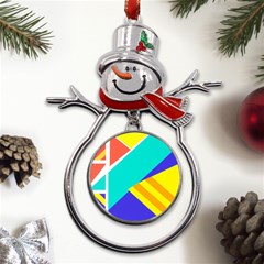 Geometric  Design 04 Metal Snowman Ornament by myclothy