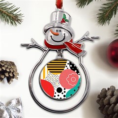 Geometric Design 07 Metal Snowman Ornament by myclothy