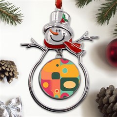 Geometric Design 08 Metal Snowman Ornament by myclothy