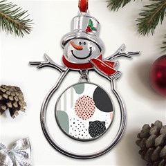 Geometric Design 12 Metal Snowman Ornament by myclothy