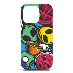 Funky Alien Pattern Abstract Colourful Drawing Iphone 16 Pro Black Uv Print Pc Hardshell Case by Posterlux