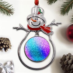 Rainbow Colors Colorful Pattern Metal Snowman Ornament by Posterlux