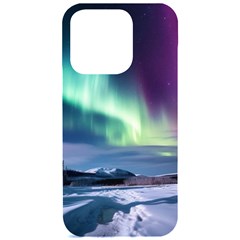 Northern Lights Aurora Night Nature Iphone 15 Pro Black Uv Print Pc Hardshell Case by Posterlux