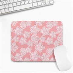 Lace White Ornamental Textile Small Mousepad by Paksenen