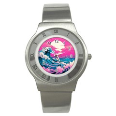 Waves Mountains Sky Stainless Steel Watch by Grandong