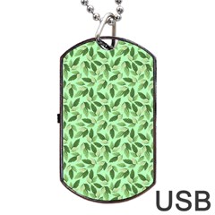 Leaves Pattern Texture Seamless Dog Tag Usb Flash (one Side) by Hannah976