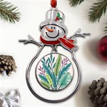 Illustrations Plants Nature Leaves Metal Snowman Ornament Front