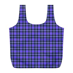 Blue Tartan Plaid 1 Full Print Recycle Bag (l) by dressshop