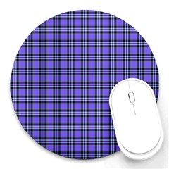 Blue Tartan Plaid 1 Round Mousepad by dressshop