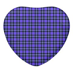 Blue Tartan Plaid 1 Heart Glass Fridge Magnet (4 Pack) by dressshop