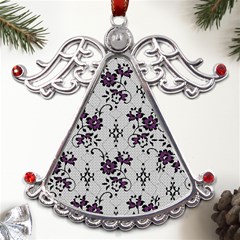 Elegant Purple Floral Jacquard Mesh Lace Fabric Metal Angel With Crystal Ornament by ArtfulThreads