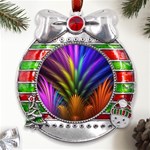 Abstract Colors - , Abstract Colors Metal X Mas Ribbon With Red Crystal Round Ornament Front