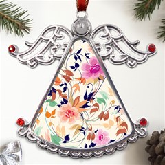 Abstract Floral Background Metal Angel With Crystal Ornament by kyorashop23