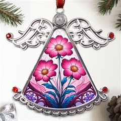 Fantasy Pink Flowers Stained Glass Metal Angel With Crystal Ornament by Grandong