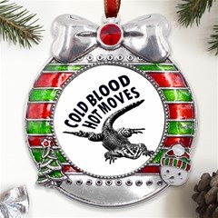 Lizard Graphic Illustration With Sarcastic Phase Metal X mas Ribbon With Red Crystal Round Ornament by dflcprintsclothing