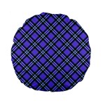 Blue Tartan Plaid 1 Diagonal Standard 15  Premium Flano Round Cushions Front