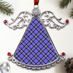 Blue Tartan Plaid 1 Diagonal Metal Angel With Crystal Ornament by dressshop