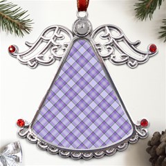 Purple Plaid Tartan 2 Diagonal Metal Angel With Crystal Ornament by dressshop