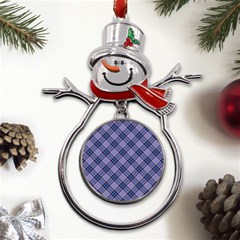 Purple Plaid Tartan 1 Diagonal Metal Snowman Ornament by dressshop