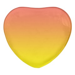 Coral Pink To Electric Yellow Linear Gradient Heart Glass Fridge Magnet (4 Pack) by GradientsOmbre