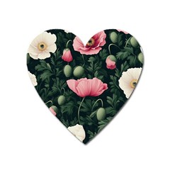 Poppy Flower Plant Petals Bloom Heart Magnet by Grandong