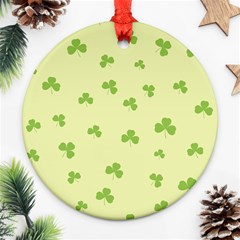 Green Leaves Pattern Round Ornament (two Sides) by designsbymallika