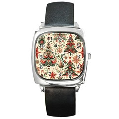 Christmas Tree Snow Square Metal Watch by Bedest