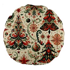 Christmas Tree Snow Large 18  Premium Round Cushions by Bedest