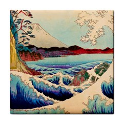 Wave Japanese Mount Fuji Ocean Tile Coaster by Bedest