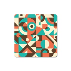 Retro Colorful Background, Retro Abstraction Square Magnet by kyorashop23