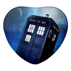 Tardis Doctor Who Space Blue Heart Glass Fridge Magnet (4 Pack) by Cemarart