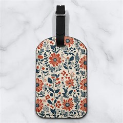 Retro Scandinavian Nordic Flowers Pattern Nappa Leather Luggage Tag Rectangle by violetheavensky