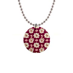 Retro 1880s Flowers Pattern 1  Button Necklace by violetheavensky