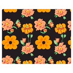 Retro 40s 50s Flowers Pattern Halloween 3 Premium Plush Fleece Blanket (medium) by violetheavensky