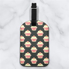 Retro 40s 50s Cupcake Pattern 4 Nappa Leather Luggage Tag Rectangle by violetheavensky